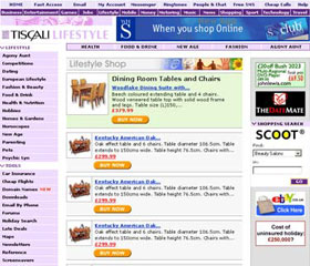 Tiscali Lifestyle Shop Page